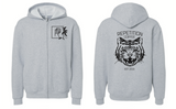 Zip-up Tiger Hoodie - Black on Gray