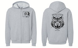 Zip-up Tiger Hoodie - Black on Gray